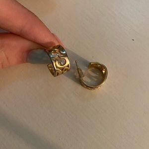 COACH GOLD QUILTED HUGGIE EARRINGS